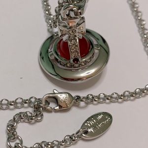 Sold out Vivienne Westwood Silver Red Crystal necklace price is firm